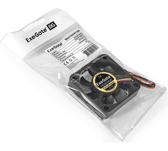 Вентилятор ExeGate ExtraPower EP05010S3P, 50x50x10 мм, Sleeve bearing подшипник скольжения, 3pin 283367