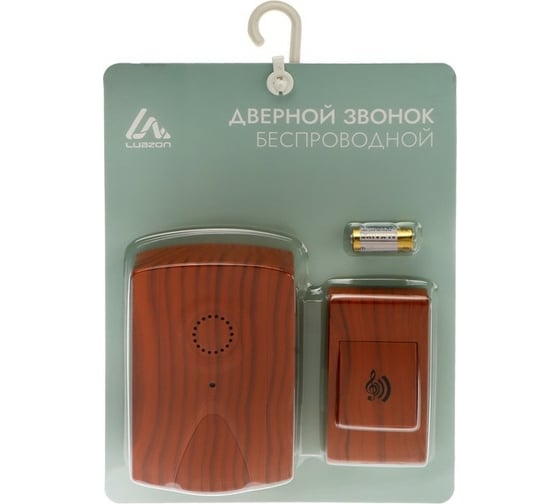 Звонок LUAZON LZDV-17, беспроводной, 2хAA (не в комплекте), LR23A, темное дерево 7025610