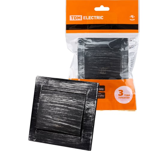 Звонковая кнопка TDM ELECTRIC 6А, старинное серебро, Лама SQ1815-0627