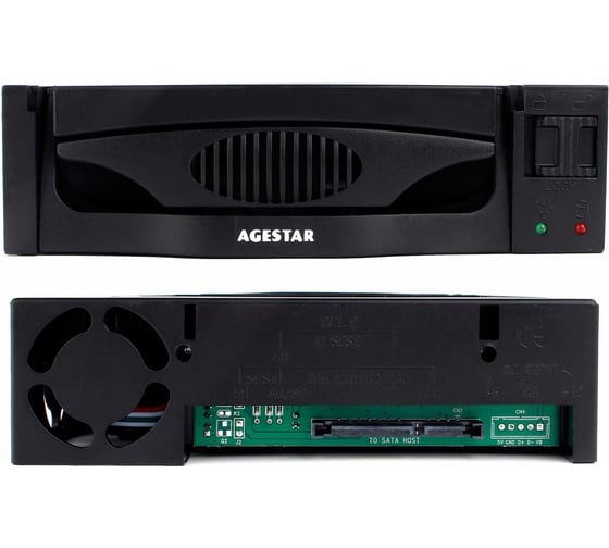 Mobile rack салазки AgeStar 3,5" SATA I/II/III, пластик, черный, SR3P-S-1F (BLACK)