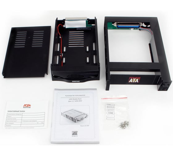 Mobile rack салазки AgeStar 3,5" SATA I/II/III, пластик, черный, SR3P-S-1F (BLACK)