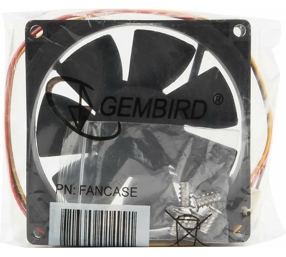 Вентилятор Gembird 80x80x25, втулка, 3 pin, провод 30 см, FANCASE