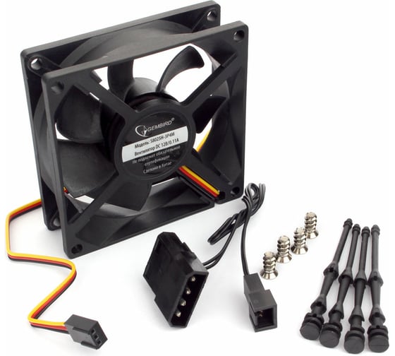 Гидродинамический тихий вентилятор Gembird 80x80x25, 3 pin/4pin Molex, провод 30 см, S8025H-3P4M