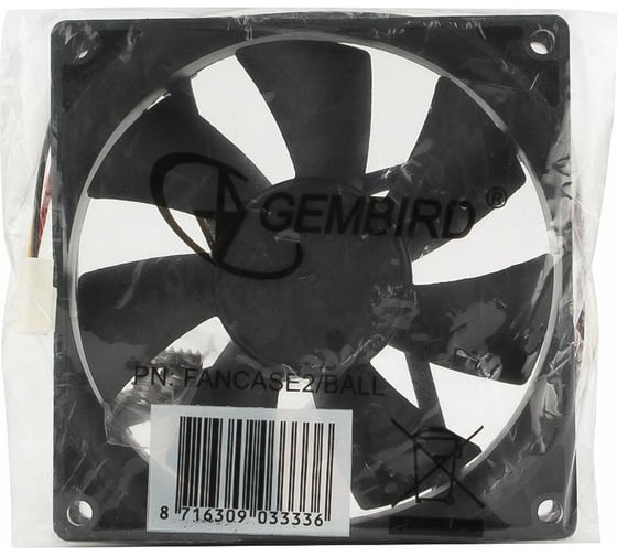 Вентилятор Gembird 92x92x25, подшипник, 3 pin, провод 30 см, FANCASE2/BALL