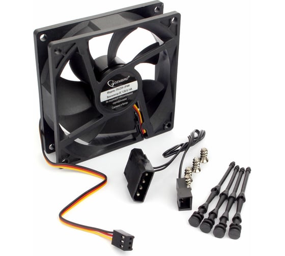 Вентилятор Gembird 92x92x25 гидрод. тихий 3 pin/4pin Molex провод 30 см S9225H-3P4M