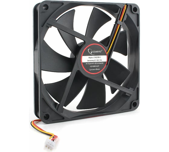 Вентилятор Gembird 140x140x25 шарикоподшипник 3 pin провод 40 см D14025BM-3 1