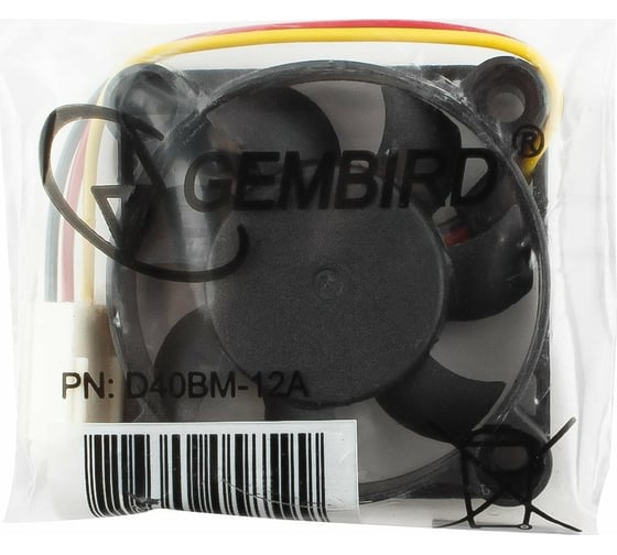 Вентилятор Gembird D40BM-12A 40x40x10 подшипник 3 pin провод 7 см D40BM-12A