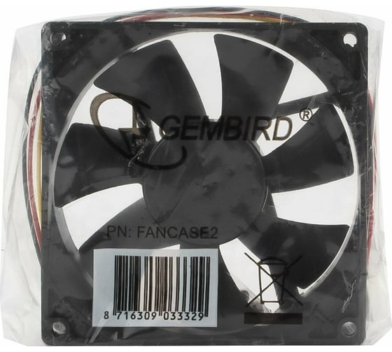 Вентилятор Gembird 92x92x25, втулка, 3 pin, провод 30 см, FANCASE2