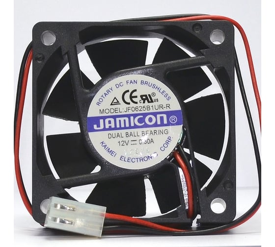 Вентилятор Jamicon JF0625B1UR 60х60х25 12В с разъемом 2 конт.MOLEX 5239-2(PHU-2) С00035582 1