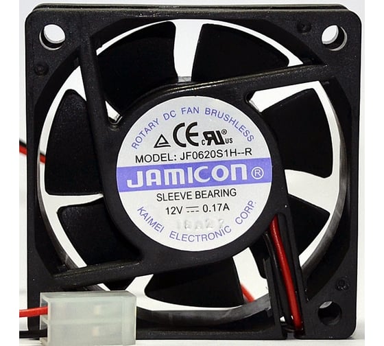 Вентилятор JAMICON JF0620S1H 60х60х20 12В с разъемом 2 конт.MOLEX 5239-2(PHU-2) С00034850