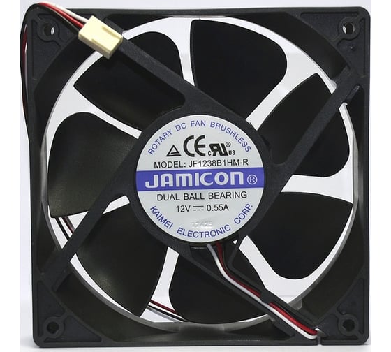 Вентилятор JAMICON JF1238B1HM 120х120х38 12В с разъемом 3 конт.TKP2510-3, тахометр С00035670 1