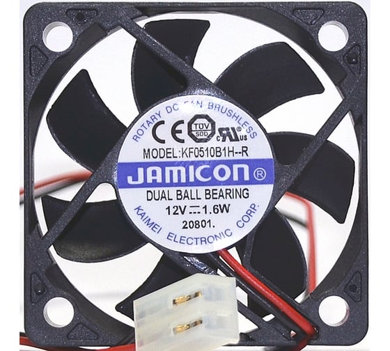 Вентилятор JAMICON KF0510B1H 50х50х10 12В с разъемом 2 конт.MOLEX 5239-2(PHU-2) С00034215 1
