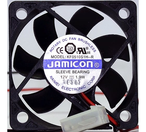 Вентилятор JAMICON KF0510S1H 50х50х10 12В с разъемом 2 конт.MOLEX 5239-2(PHU-2) С00034217 1