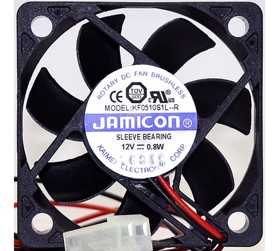 Вентилятор JAMICON KF0510S1L 50х50х10 12В с разъемом 2 конт.MOLEX 5239-2(PHU-2) С00035772