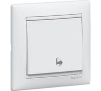 Выключатель Legrand кнопочный одноклавишный с символом звонка IP44 Legrand Valena 10А 250В схема 1P безвинтовые зажимы белый 770099