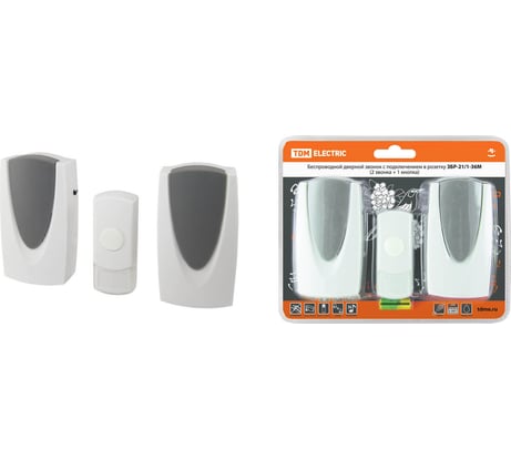 Беспроводной звонок TDM ELECTRIC ЗБР-21/1-36М 2 звонка SQ1901-0012