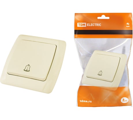 Кнопка для звонка 6А TDM ELECTRIC слоновая кость "Онега" SQ1805-0036