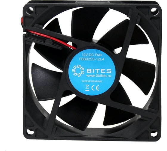 Вентилятор 5bites 80x80x25мм, подшипник скольжения, 2000rpm, 23 дБ, 4pin FB8025S-12L4 1