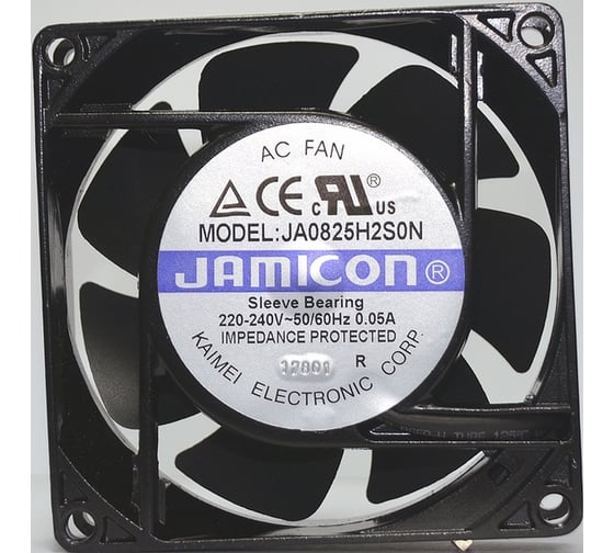 Вентилятор JAMICON JA0825H2S0N-T(JA0825H2S010N-T-R)(клемма)220V (80x80x25) S(втулка) CFM13,93/dBA16,6 C00035557 1