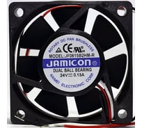 Вентилятор JAMICON JF0615B2HM-R (JF0615B2HM00C-210R) (4500RPM) 24V/0,13A (60x60x15) B (подшипник) CFM15,45/dBA30,5, тахометр, провод C00036711