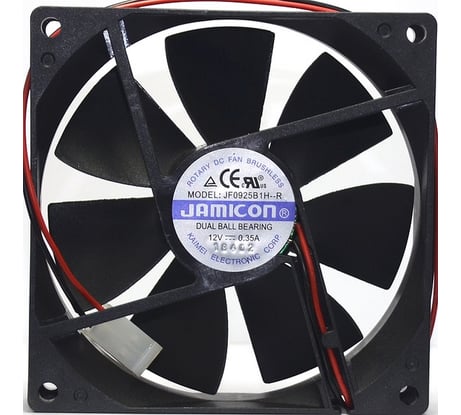 Вентилятор JAMICON JF0925S1H-001-065R (2800RPM) 12V/0,35A (92x92x25) S (втулка) CFM52,04/dBA35,1, провод C00039545