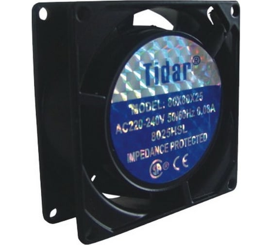 Вентилятор TIDAR RQA8025HBL 110V 50/60 Hz 0.13A/0.11A 12/11W 1