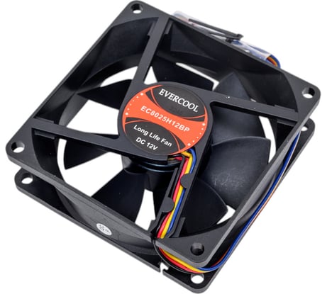Вентилятор охлаждения EVERCOOL осевой, 80x80x25 12b pwm EC8025H12BP 2015932588