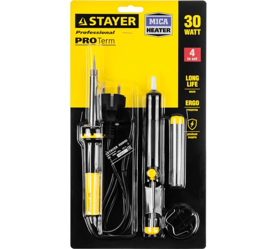 Набор для паяльных работ Stayer PROFI 55300 + шприц + подставка + припой 30 Вт 55316-30-H4