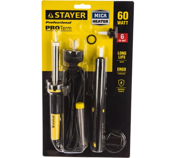 Набор для паяльных работ Stayer PROFI PROTerm паяльник 55300 60Вт 55313-60-H6