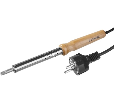 Паяльник Stayer с деревянной рукояткой и долговечным жалом MASTER MAXTerm 100 Вт клин 55310-100