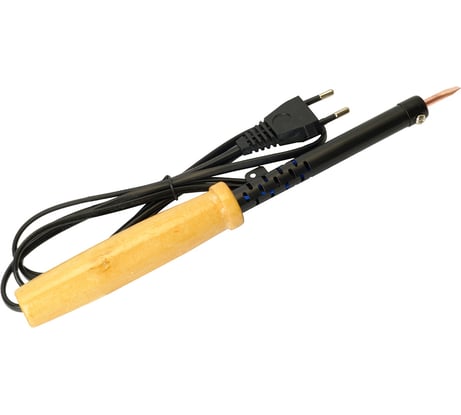 Паяльник с деревянной ручкой STEKKER 30W, нихромовый нагреватель, долговечное жало, 230В PLE110-30, 49983