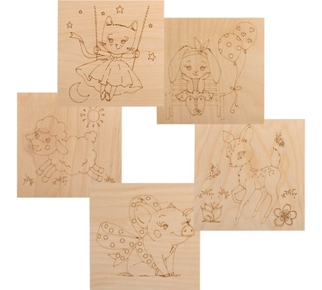 Доски для выжигания REXANT 5шт. Зверюшки 12-0933