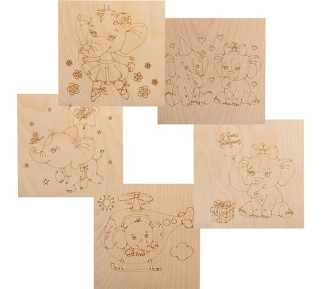 Доски для выжигания REXANT 5 шт. Слоненок 12-0932