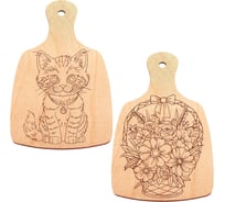 Заготовки деревянные разделочные для выжигания BRAUBERG с рисунком, 2 шт., 28x19x0,3см, HOBBY, 665311