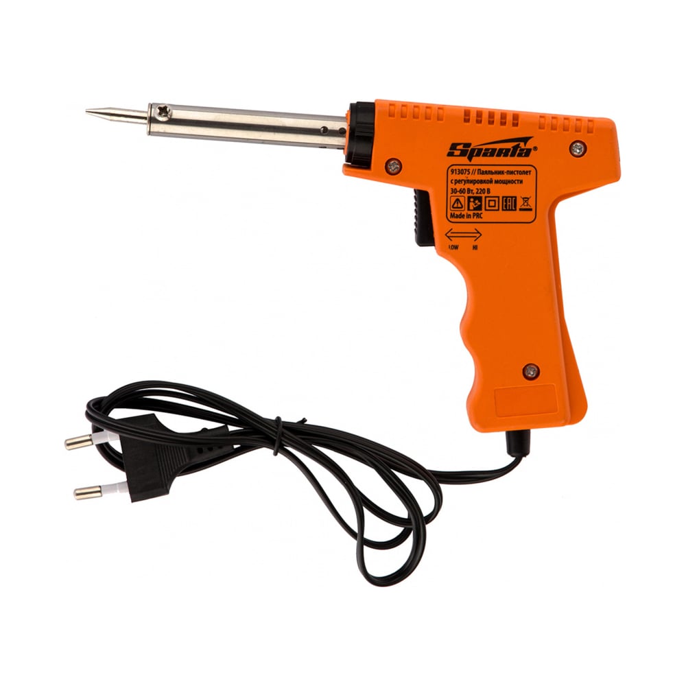 Паяльник-пистолет SPARTA с регулировкой мощности 30-60 Вт, 220 В 913075 ...