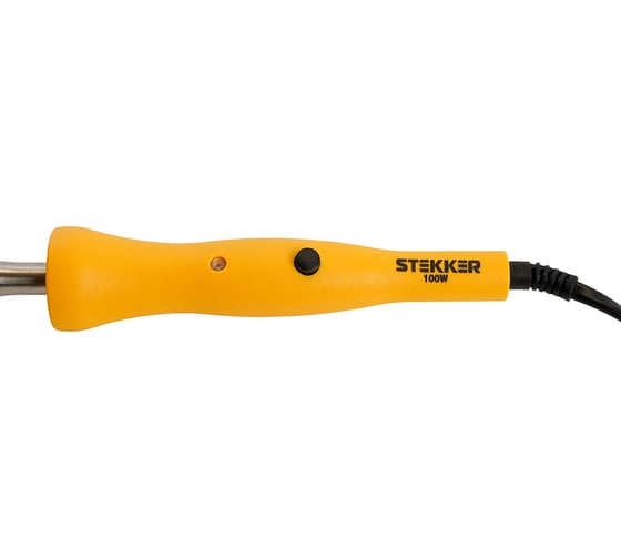 Паяльник STEKKER PLE201- 100 100W с кнопкой включения, нихромовый нагреватель, долговечное жало, 230В 49803
