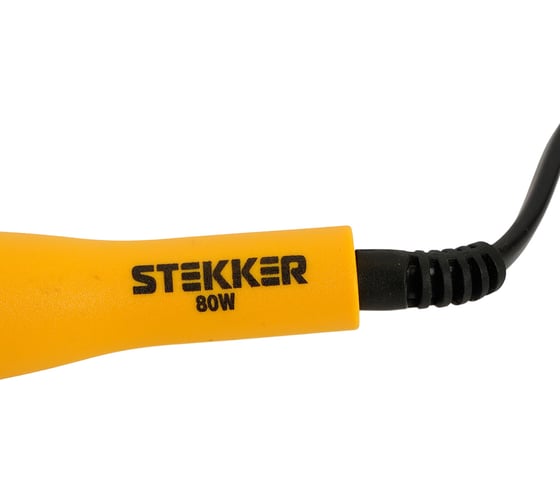 Паяльник 80W STEKKER PLE201- 80 с кнопкой включения, нихромовый нагреватель, долговечное жало, 230В 49802