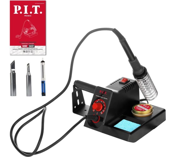 Станция паяльная P.I.T. 60Вт, рег.темп., 200-480С, подставка, подвес, световой индикатор работы PEC60-C 1