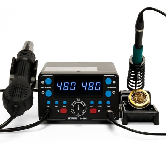 Паяльная станция ELEMENT 902DD (фен+паяльник T12) 20154