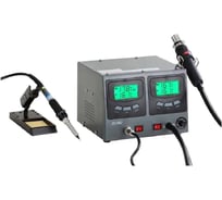 Паяльная станция цифровая двухканальная термовоздушная Zhongdi ZD-982 паяльник 60Вт, фен 24л/мин, 4 насадки, LED-индикация, антистатическая защита 89-8212 00-00017242