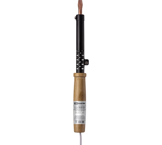 Паяльник TDM ELECTRIC ПД-60, ЭПСН, мощность 60 Вт, 230 В, деревянная ручка, плоское жало, Гранит SQ1025-0403