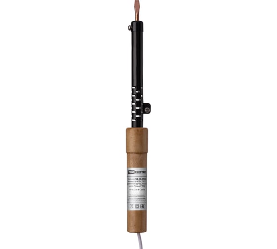 Паяльник TDM ELECTRIC ПД-40, ЭПСН, мощность 40 Вт, 230 В, деревянная ручка, плоское жало, Гранит SQ1025-0402