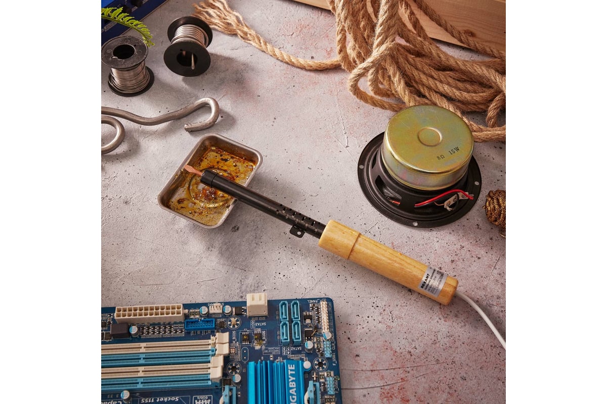 Паяльник ПД 220В 25Вт деревянная ручка ЭПСН REXANT 12-0225 - выгодная ...