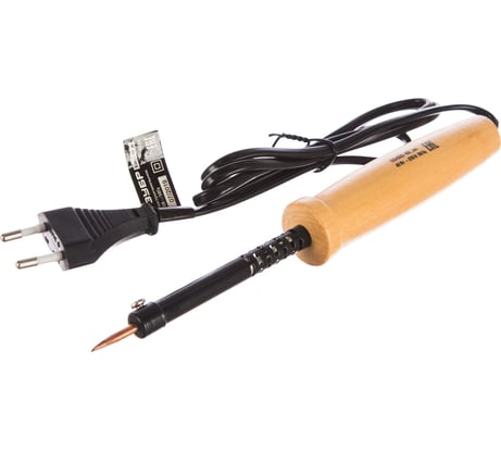 Электропаяльник ЗУБР с деревянной рукояткой, клин, 40Вт 55405-40_z01