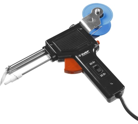 Паяльник с подачей припоя, 2 мощности 30Вт/60Вт, диаметр проволоки припоя от 1 до 3мм Зубр ПРОФЕССИОНАЛ 55304-60