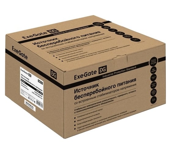 ИБП ExeGate NEO NNB-1000.LED.AVR.8SH.CH 1000VA 650W, LED, AVR, 8*Schuko, 4*USB-порта для зарядки, Black 293855