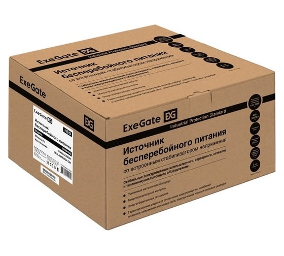 ИБП ExeGate NEO NNB-650.LED.AVR.8SH.CH 650VA 390W, LED, AVR, 8*Schuko, 4*USB-порта для зарядки, Black 295011