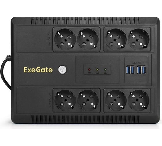 ИБП ExeGate NEO NNB-800.LED.AVR.8SH.CH 800VA 480W, LED, AVR, 8*Schuko, 4*USB-порта для зарядки, Black 293854