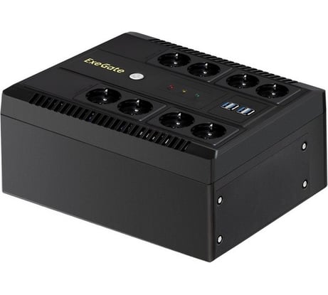 ИБП ExeGate NEO Smart LHB-650.LCD.AVR.8SH.CH.RJ.USB 650VA 390W, LCD, AVR, 8*Schuko, RJ45 11, USB, 4*USB-порта для зарядки, Black 295013
