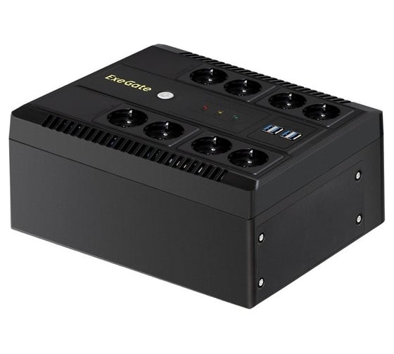 ИБП ExeGate NEO Smart LHB-650.LCD.AVR.8SH.CH.RJ.USB 650VA 390W, LCD, AVR, 8*Schuko, RJ45 11, USB, 4*USB-порта для зарядки, Black 295013